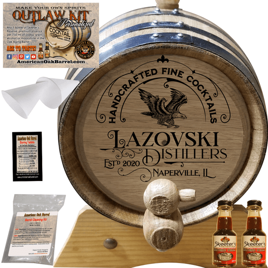 American Oak Barrel Outlaw Kits 1 Liter (.26 gallon) / Cherry Bourbon American Oak Barrel Personalized Outlaw Kit™ (308) Handcrafted Fine Cocktails - Create Your Own Spirits