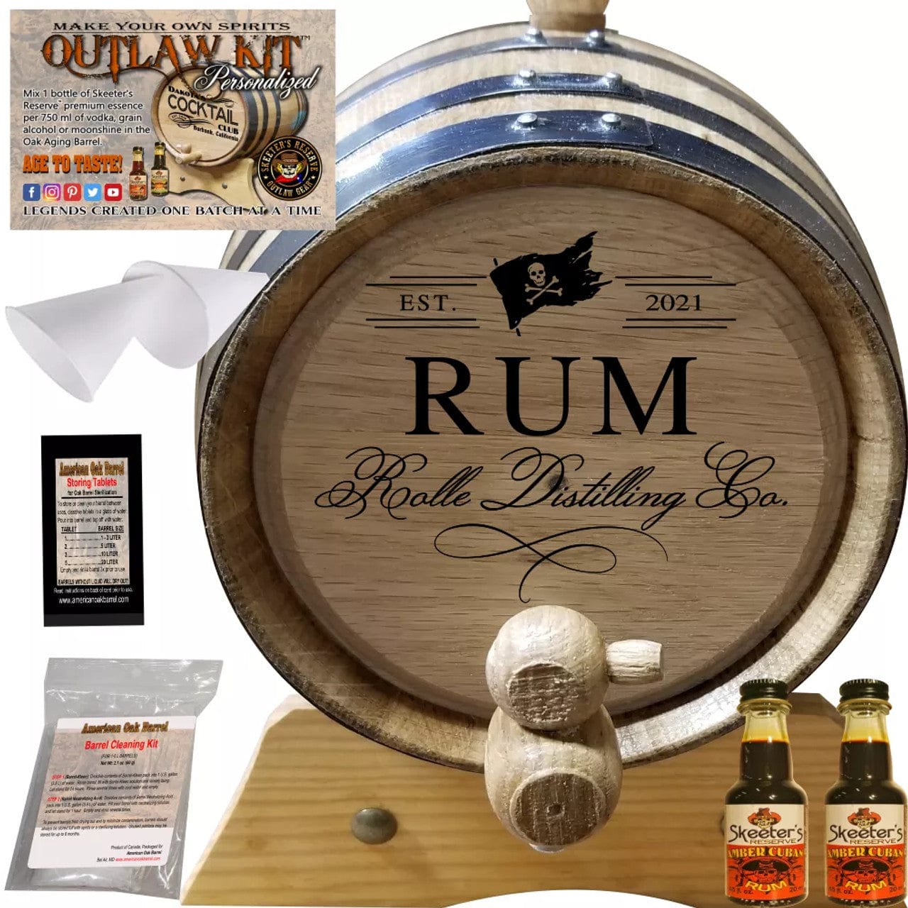American Oak Barrel Outlaw Kits 1 Liter (.26 gallon) / Cherry Bourbon American Oak Barrel Personalized Outlaw Kit™ (400) Your Rum Distilling Co. - Create Your Own Spirits