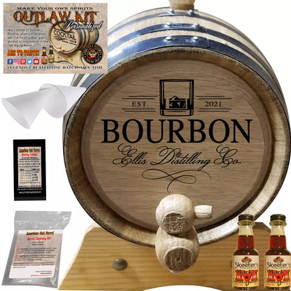 American Oak Barrel Outlaw Kits 1 Liter (.26 gallon) / Cherry Bourbon American Oak Barrel Personalized Outlaw Kit™ (402) Your Bourbon Distilling Co. - Create Your Own Spirits