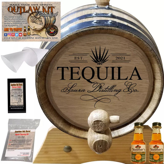 American Oak Barrel Outlaw Kits 1 Liter (.26 gallon) / Cherry Bourbon American Oak Barrel Personalized Outlaw Kit™ (404) Your Tequila Distilling Co. - Create Your Own Spirits