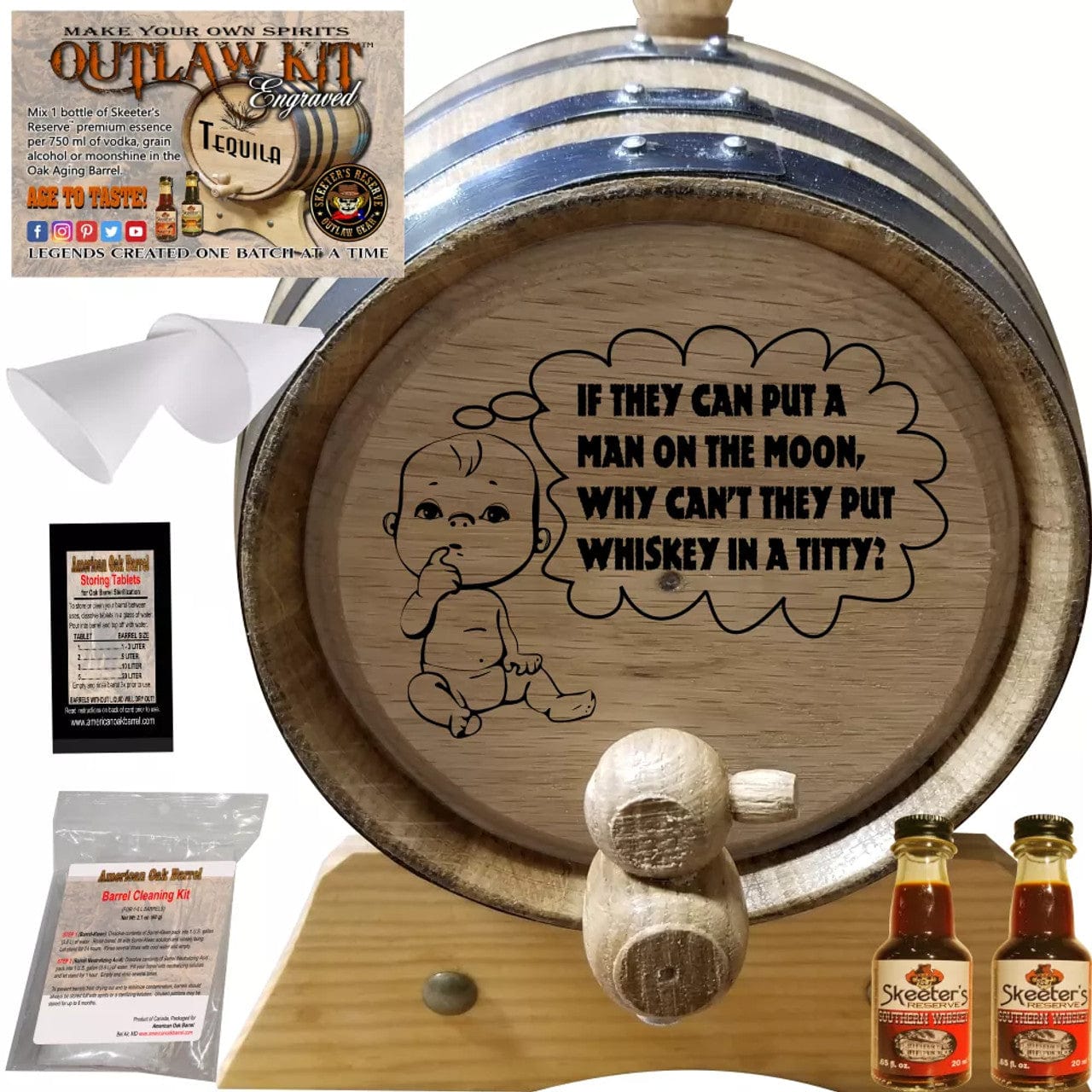 American Oak Barrel Outlaw Kits 1 Liter (.26 gallon) / Cherry Bourbon / Yes American Oak Barrel Engraved Outlaw Kit™ (089) Whiskey Titty - Create Your Own Spirits