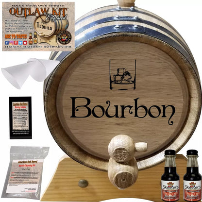 American Oak Barrel Outlaw Kits 1 Liter (.26 gallon) / Dark Jamaican Rum American Oak Barrel Engraved Outlaw Kit™ (001) Bourbon - Create Your Own Spirits