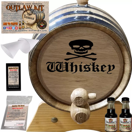 American Oak Barrel Outlaw Kits 1 Liter (.26 gallon) / Dark Jamaican Rum American Oak Barrel Engraved Outlaw Kit™ (002) Whiskey - Create Your Own Spirits