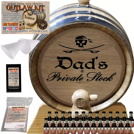 American Oak Barrel Outlaw Kits 1 Liter (.26 gallon) / Dark Jamaican Rum American Oak Barrel Engraved Outlaw Kit™ (010) Dad's Private Stock - Create Your Own Spirits