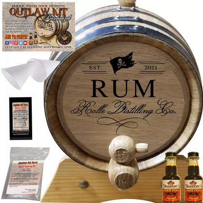 American Oak Barrel Outlaw Kits 1 Liter (.26 gallon) / Dark Jamaican Rum American Oak Barrel Personalized Outlaw Kit™ (400) Your Rum Distilling Co. - Create Your Own Spirits