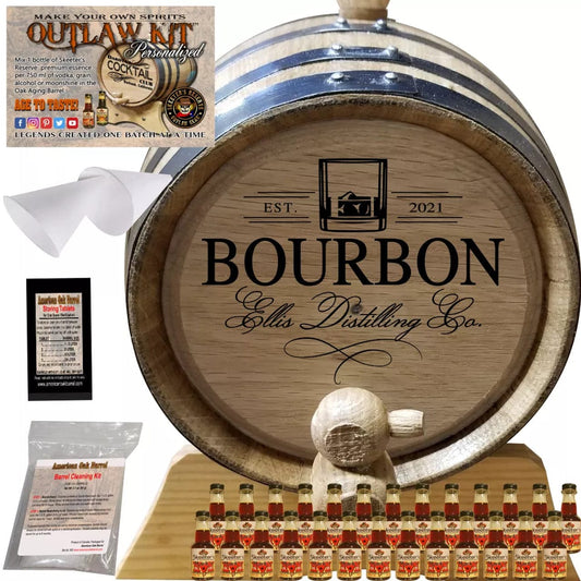 American Oak Barrel Outlaw Kits 1 Liter (.26 gallon) / Dark Jamaican Rum American Oak Barrel Personalized Outlaw Kit™ (402) Your Bourbon Distilling Co. - Create Your Own Spirits