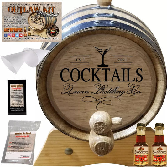 American Oak Barrel Outlaw Kits 1 Liter (.26 gallon) / Dark Jamaican Rum American Oak Barrel Personalized Outlaw Kit™ (408) Your Cocktails Distilling Co. - Create Your Own Spirits