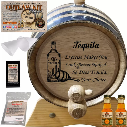 American Oak Barrel Outlaw Kits 1 Liter (.26 gallon) / Dark Jamaican Rum / Yes American Oak Barrel Engraved Outlaw Kit™ (087) Tequila: Look Better Naked - Create Your Own Spirits