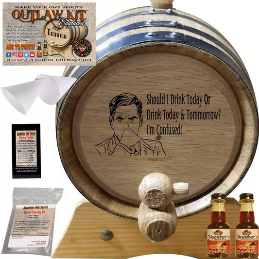 American Oak Barrel Outlaw Kits 1 Liter (.26 gallon) / Dark Jamaican Rum / Yes American Oak Barrel Engraved Outlaw Kit™ (091) I'm Confused - Create Your Own Spirits in Dark Jamaican Rum