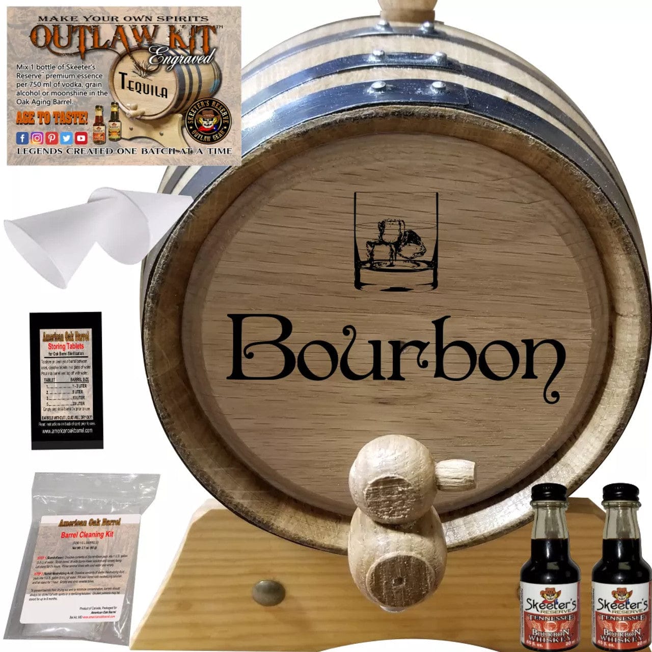 American Oak Barrel Outlaw Kits American Oak Barrel Engraved Outlaw Kit™ (001) Bourbon - Create Your Own Spirits