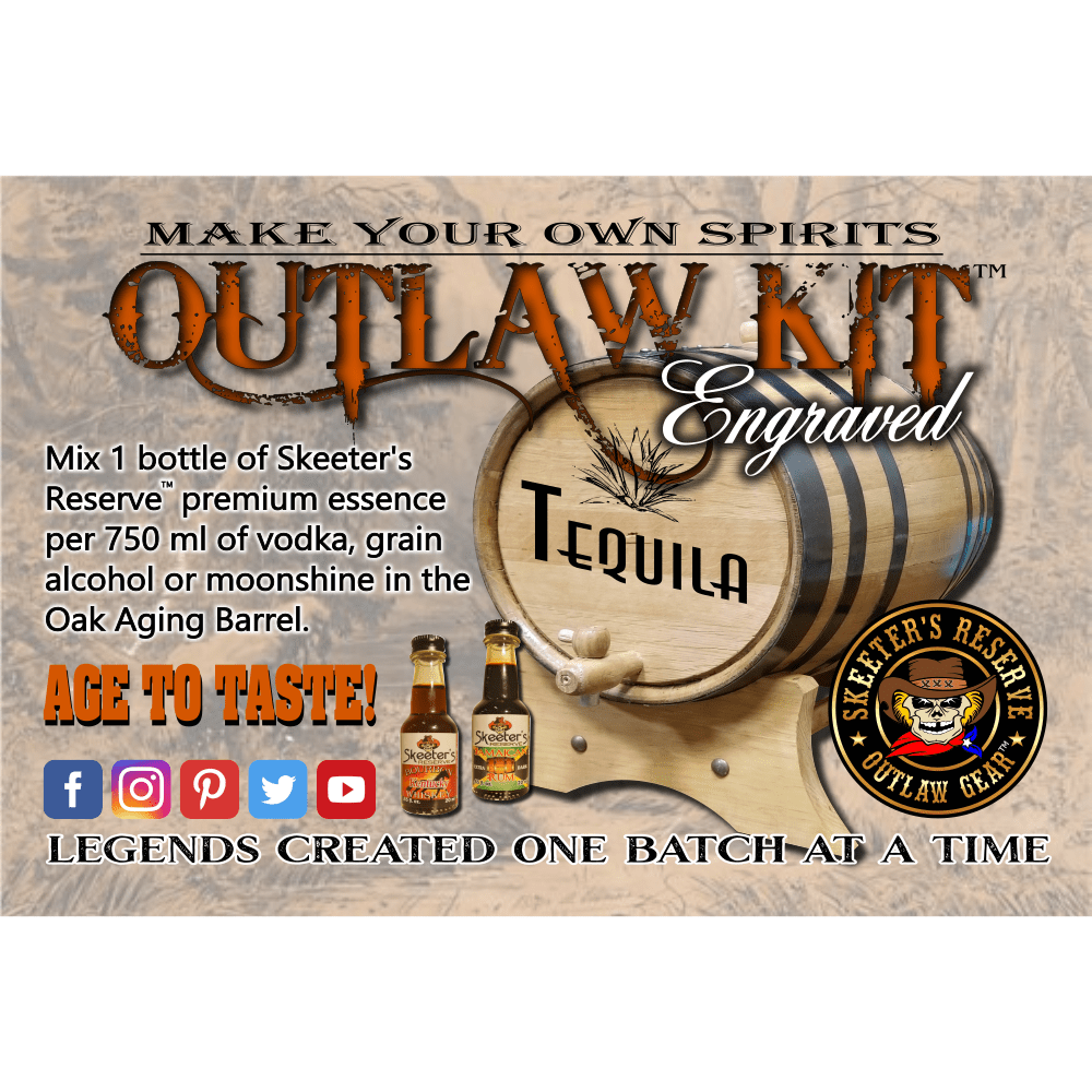 American Oak Barrel Outlaw Kits American Oak Barrel Engraved Outlaw Kit™ (005) Tequila - Create Your Own Spirits