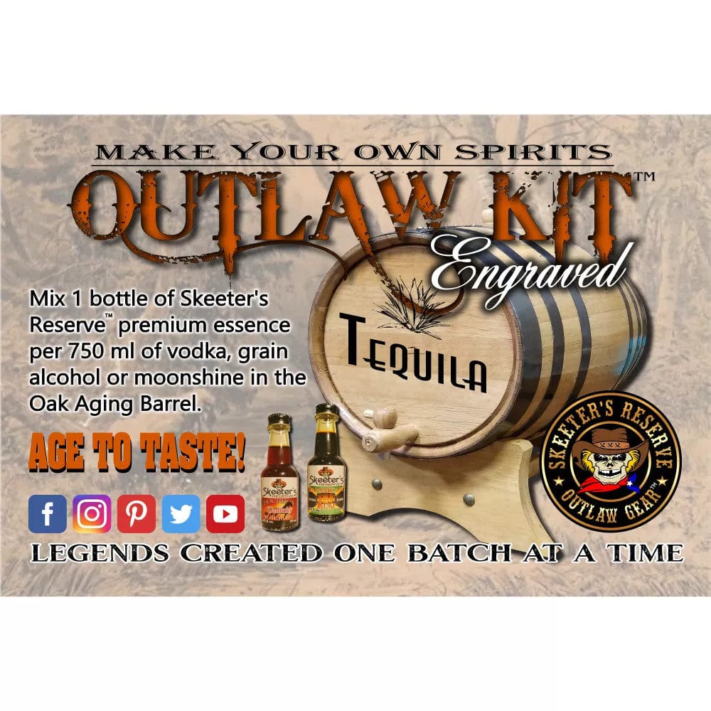 American Oak Barrel Outlaw Kits American Oak Barrel Engraved Outlaw Kit™ (086) Tequila: After 6 Shots - Create Your Own Spirits