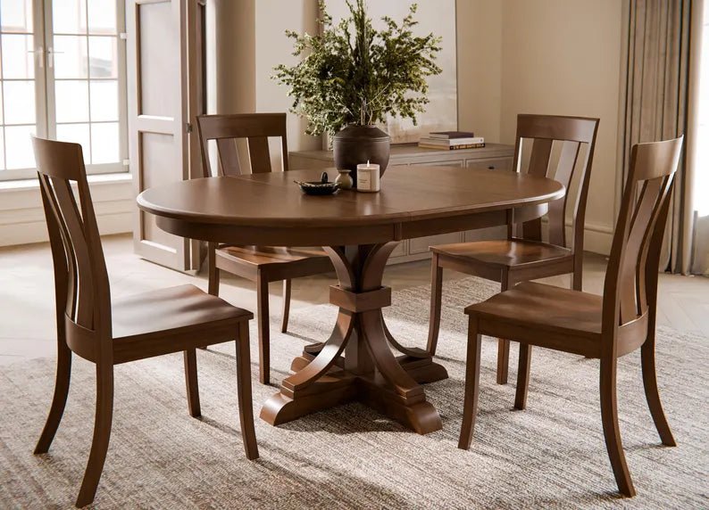 Amish Brown Maple 5-Piece Dining Set with Extension Leaf - 1st Choice Furniture Direct