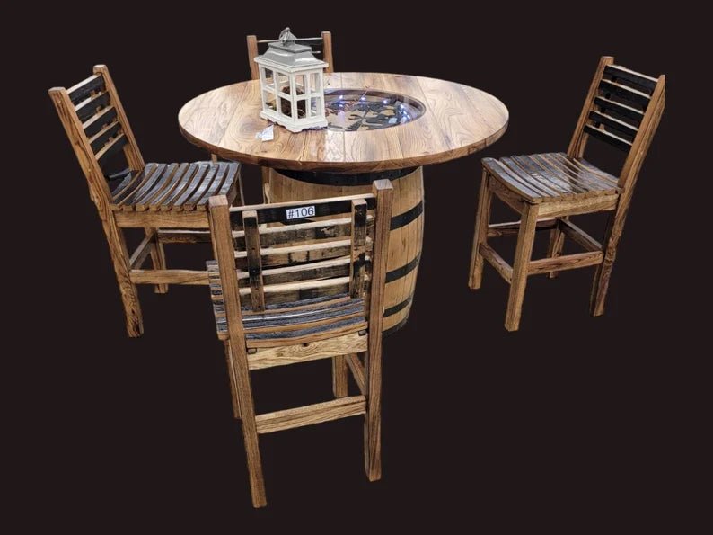 Amish Burnt Hickory Whiskey Barrel Stave Chair - 1st Choice Furniture Direct