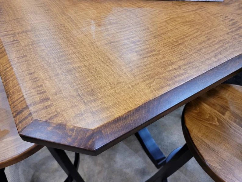 Amish Curly Maple Pub Table Set with Swivel Stools | Made in USA - 1st Choice Furniture Direct