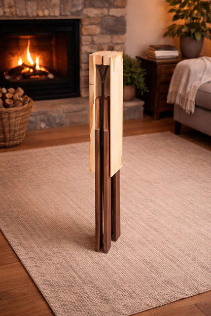 Amish Handbuilt Wormy Maple & Rustic Walnut Folding Fireside Table – Solid Wood Accent Table – Small Space Side Table – Handmade Heirloom - 1st Choice Furniture Direct