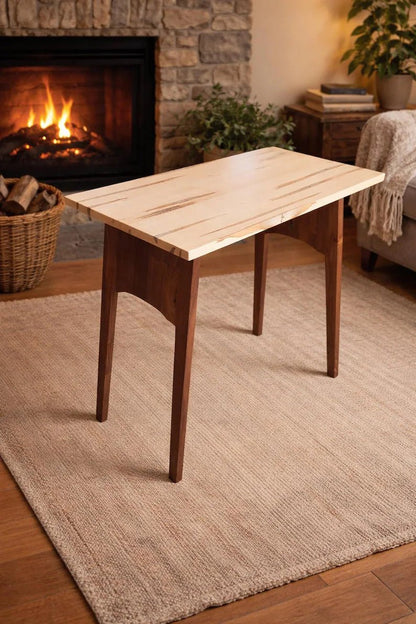 Amish Handbuilt Wormy Maple & Rustic Walnut Folding Fireside Table – Solid Wood Accent Table – Small Space Side Table – Handmade Heirloom - 1st Choice Furniture Direct