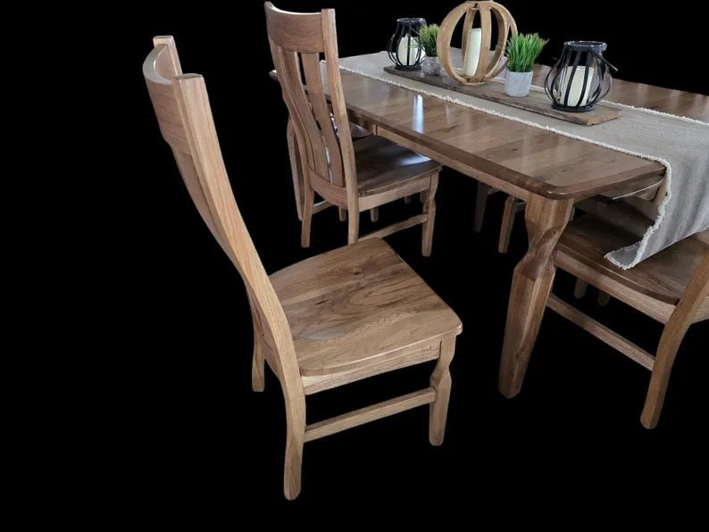 Amish Hickory 7 Piece Dining Set with Twisted Legs | Solid Wood Dining Table & Chairs - 1st Choice Furniture Direct
