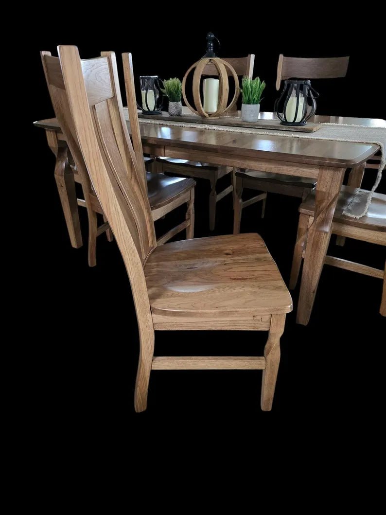 Amish Hickory 7 Piece Dining Set with Twisted Legs | Solid Wood Dining Table & Chairs - 1st Choice Furniture Direct
