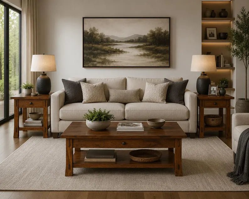 Amish Mission Style Coffee Table and End Table Set - 1st Choice Furniture Direct