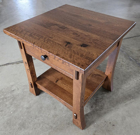 Amish Quarter Sawn Oak Mission End Table with Drawer - 1st Choice Furniture Direct