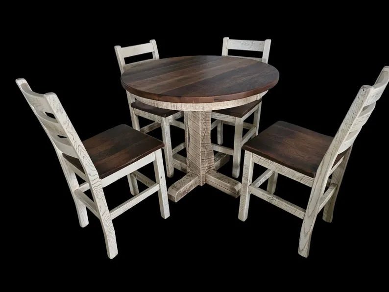 Amish Reclaimed Barn Wood Dining Set | 42" Pub Table with 4 Chairs - 1st Choice Furniture Direct