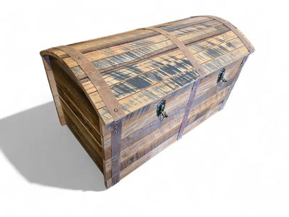 Amish Reclaimed Barn Wood Trunk – Rustic Storage Chest with Leather Straps - 1st Choice Furniture Direct