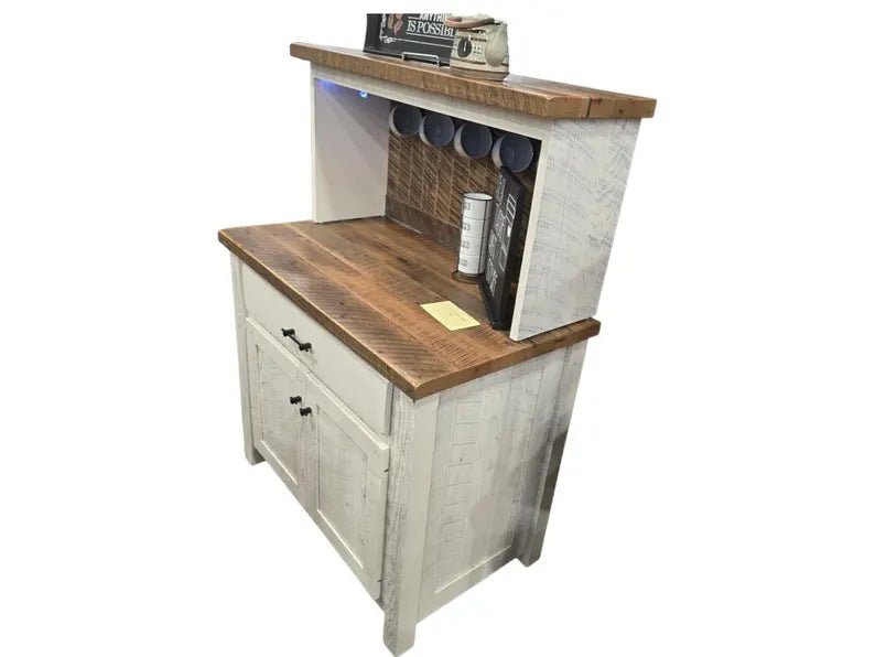 Amish Reclaimed Barnwood Coffee Bar with Hutch - 1st Choice Furniture Direct