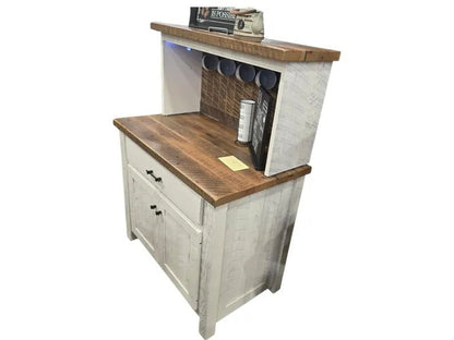 Amish Reclaimed Barnwood Coffee Bar with Hutch - 1st Choice Furniture Direct
