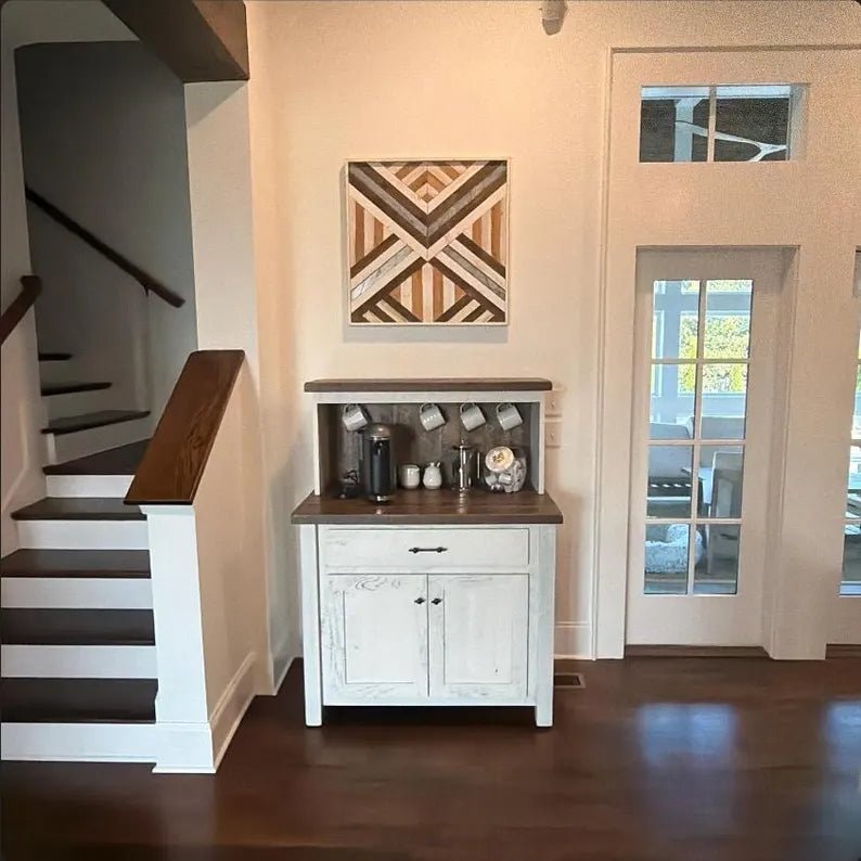 Amish Reclaimed Barnwood Coffee Bar with Hutch - 1st Choice Furniture Direct
