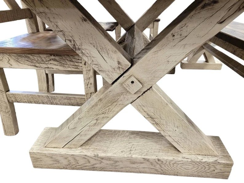 Amish Reclaimed Barnwood Dining Set with Bench | Western Railway - 1st Choice Furniture Direct