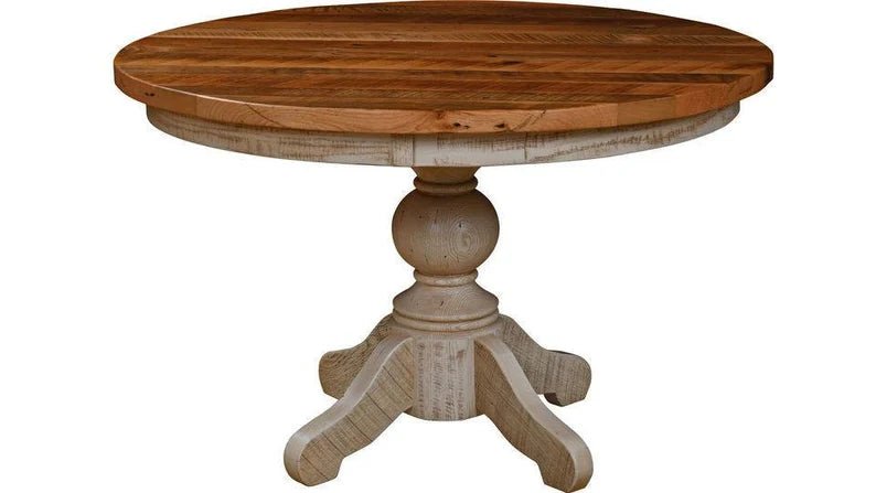 Amish Reclaimed Barnwood Round Dining Table | 48" Farmhouse Table - 1st Choice Furniture Direct