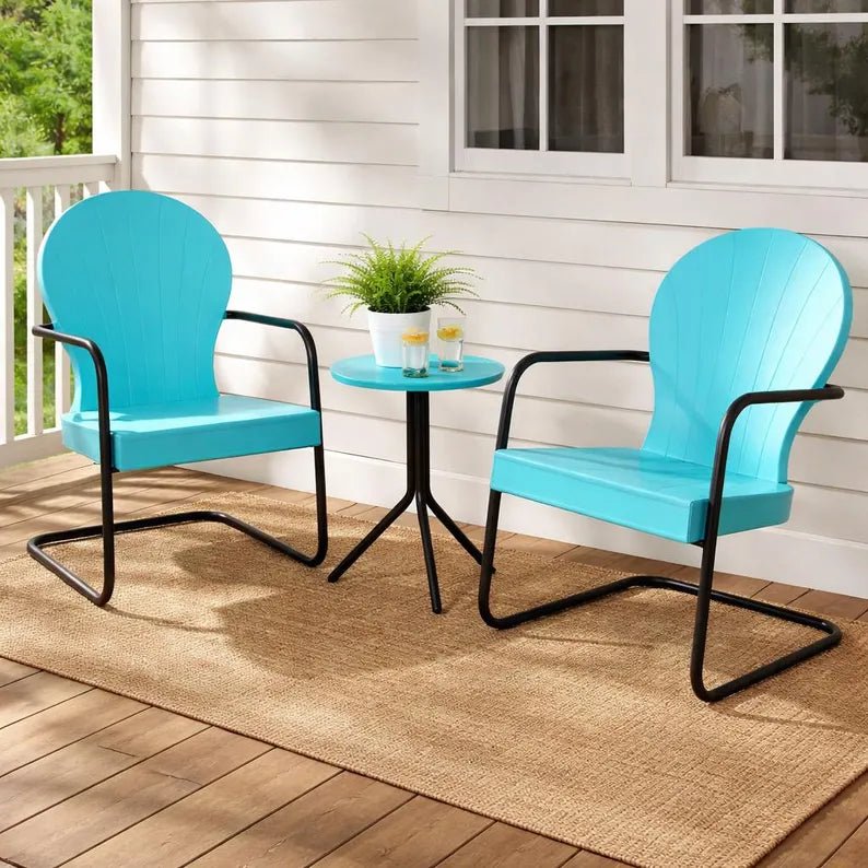 Amish Retro Poly Patio Chair Set with Side Table - 1st Choice Furniture Direct