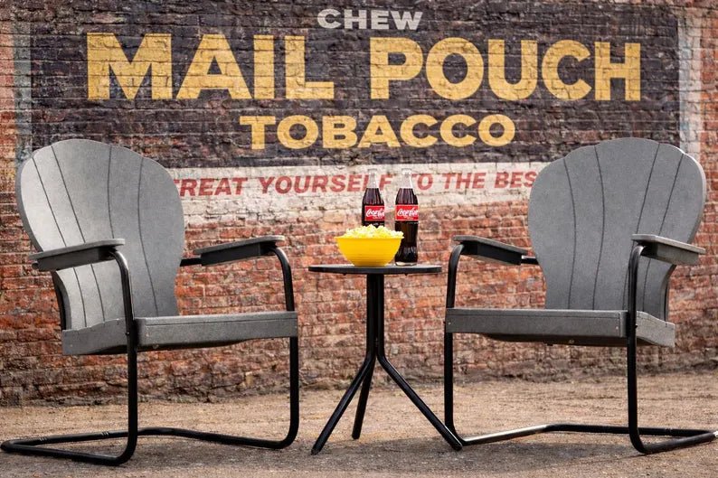 Amish Retro Poly Patio Chair Set with Side Table - 1st Choice Furniture Direct