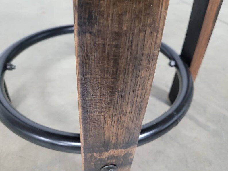 Amish Whiskey Barrel Bar Stool – Leather Seat Stave Stool Made in USA (24”/30”) - 1st Choice Furniture Direct