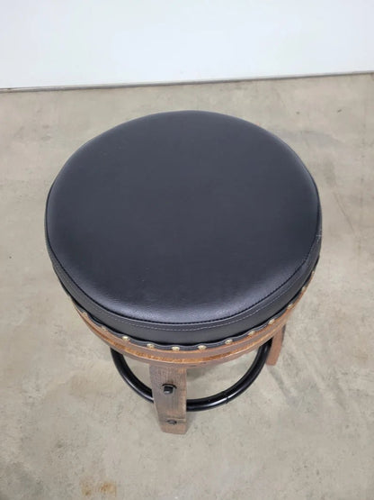 Amish Whiskey Barrel Bar Stool – Leather Seat Stave Stool Made in USA (24”/30”) - 1st Choice Furniture Direct