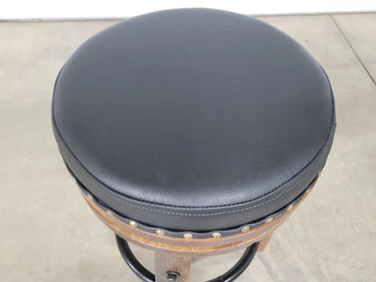 Amish Whiskey Barrel Bar Stool – Leather Seat Stave Stool Made in USA (24”/30”) - 1st Choice Furniture Direct