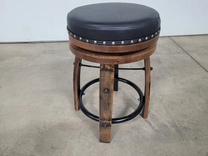Amish Whiskey Barrel Bar Stool – Leather Seat Stave Stool Made in USA (24”/30”) - 1st Choice Furniture Direct