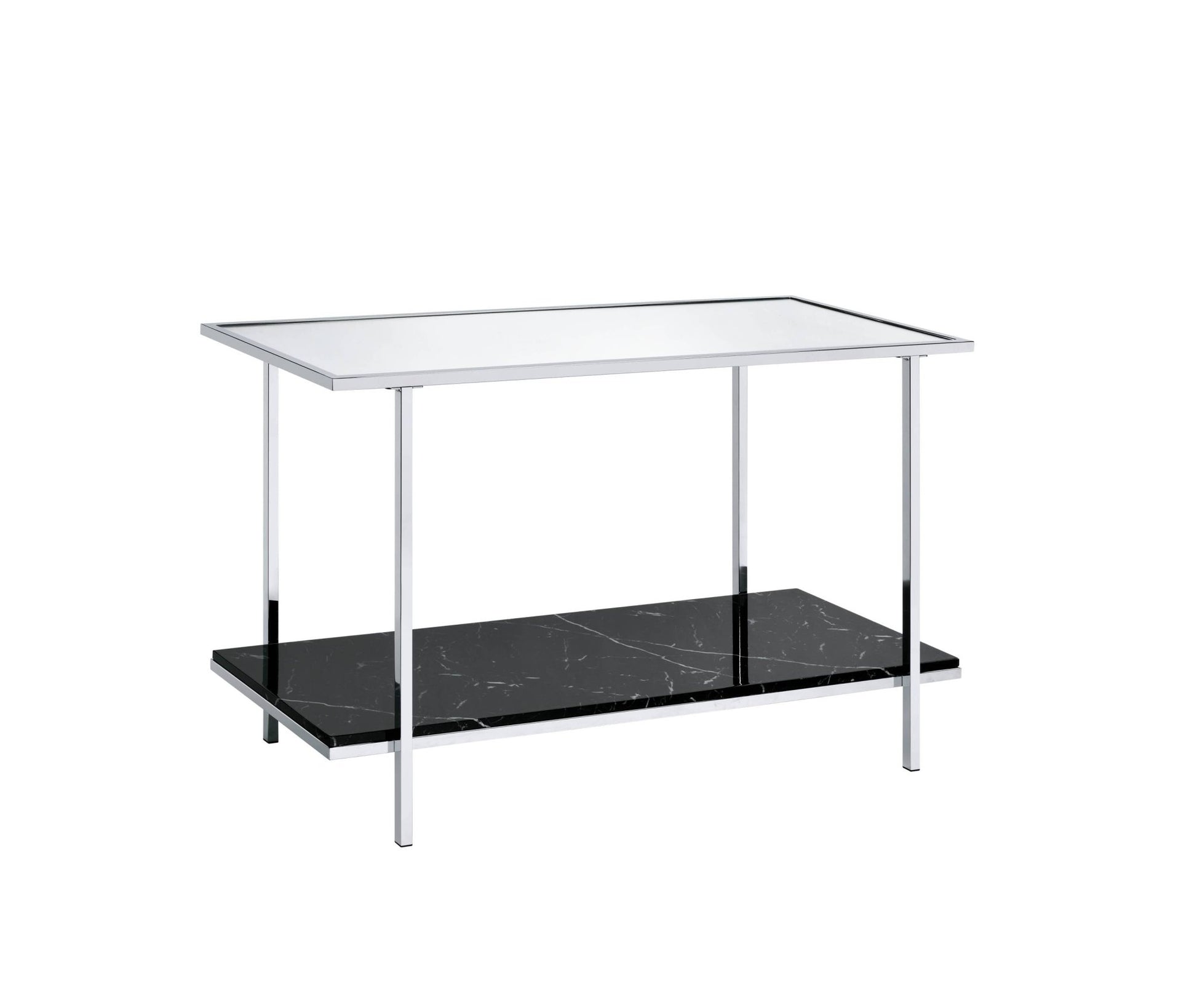 Angwin Mirrored Faux Marble & Chrome Console Table - 1st Choice Furniture Direct