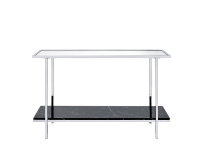 Angwin Mirrored Faux Marble & Chrome Console Table - 1st Choice Furniture Direct