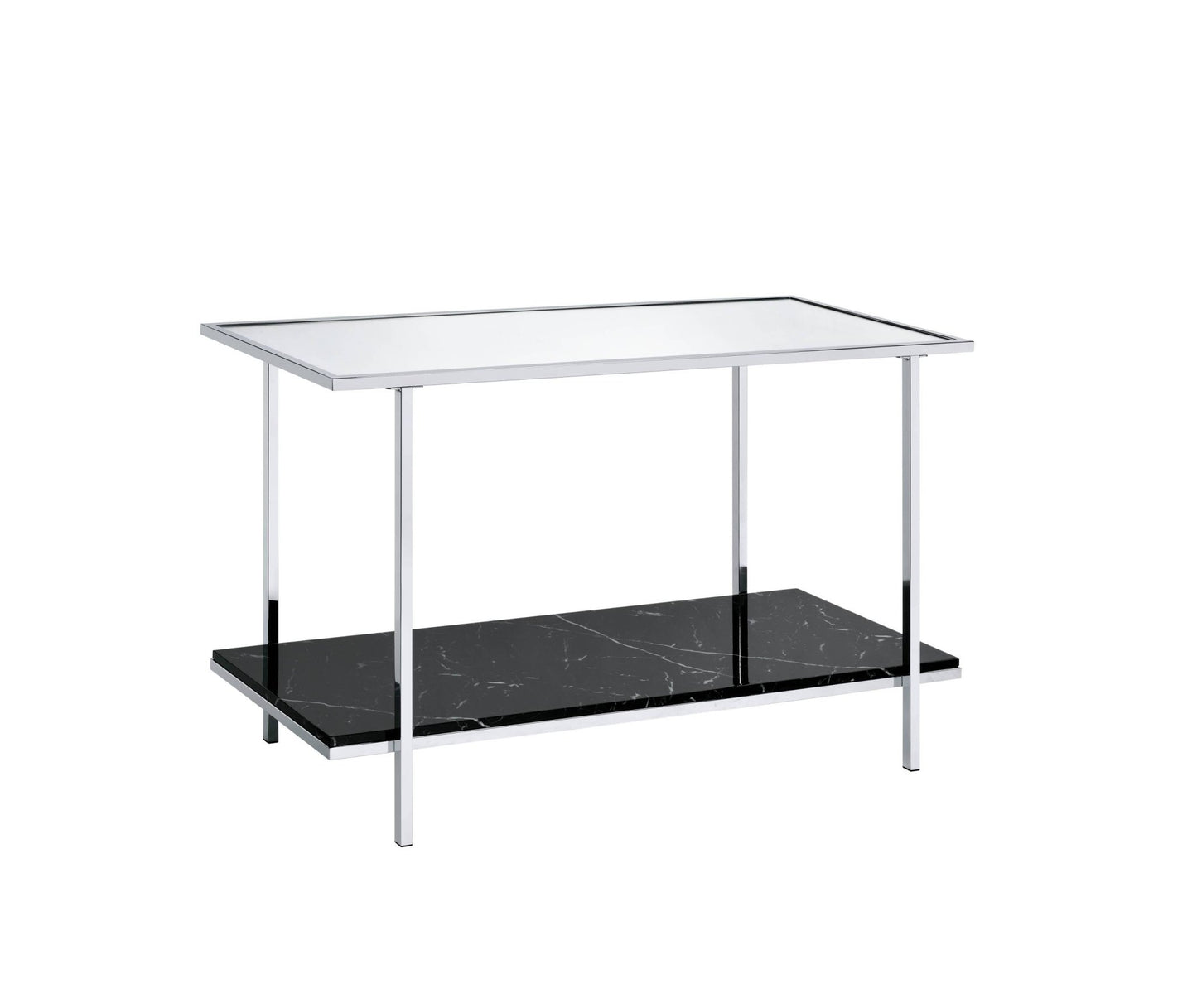 Angwin Mirrored Faux Marble & Chrome Console Table - 1st Choice Furniture Direct