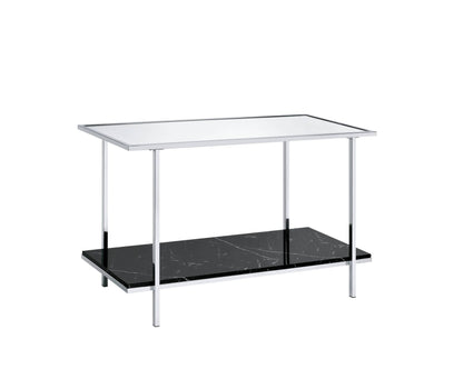 Angwin Mirrored Faux Marble & Chrome Console Table - 1st Choice Furniture Direct
