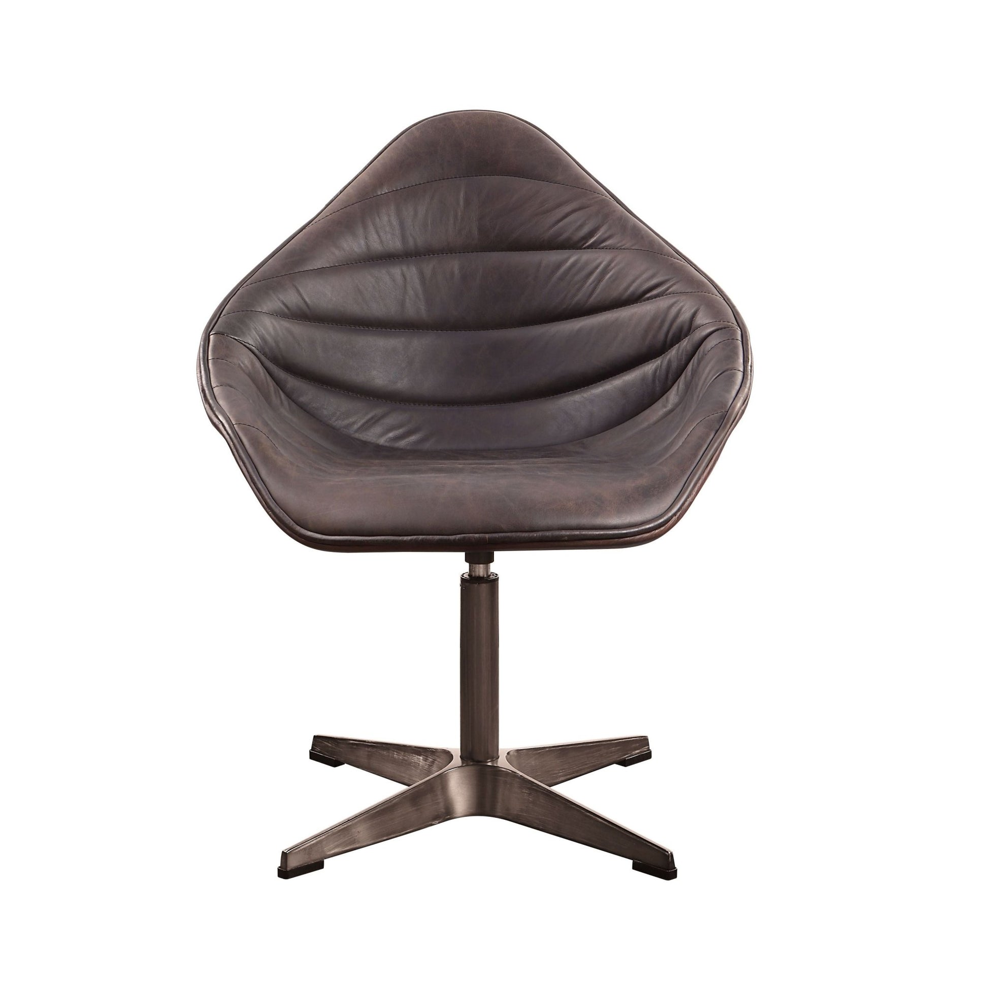 Antique Ebony Top Grain Leather Swivel Accent Chair - 1st Choice Furniture Direct