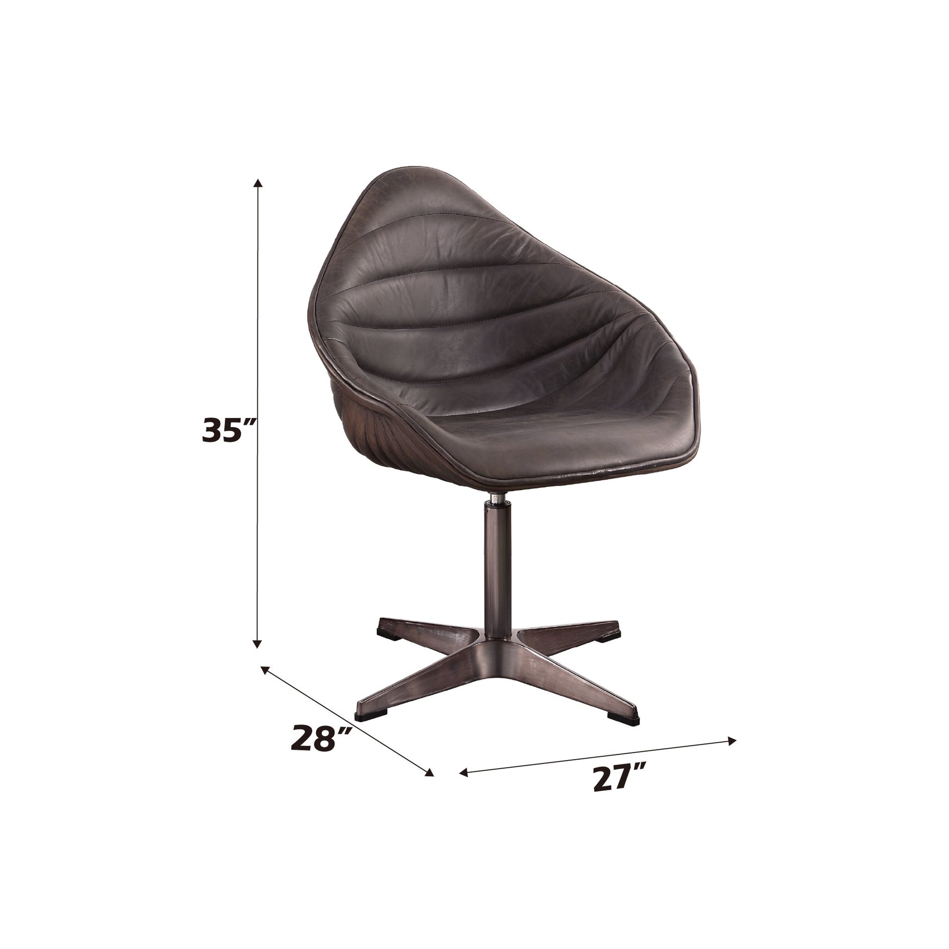 Antique Ebony Top Grain Leather Swivel Accent Chair - 1st Choice Furniture Direct