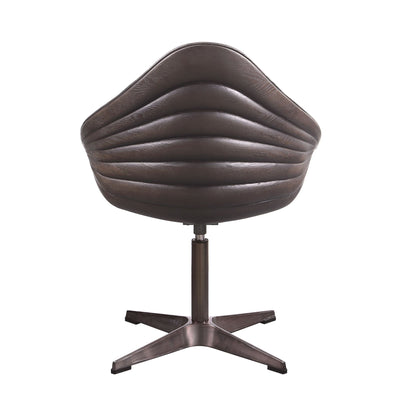 Antique Ebony Top Grain Leather Swivel Accent Chair - 1st Choice Furniture Direct