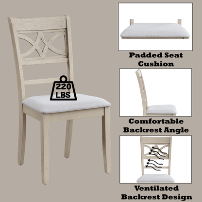 Antique Gray Linen Dining Chair with Padded Seat - 1st Choice Furniture Direct