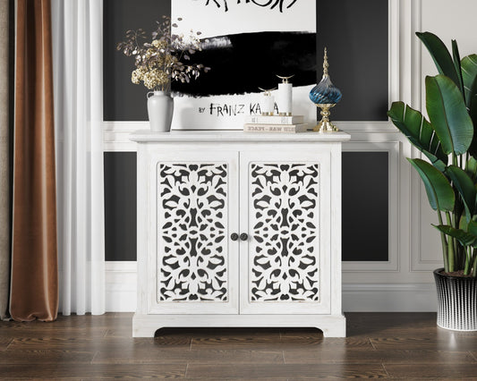 Antique Sideboard Storage Cabinet, Vintage Accent Cabinet, 2 carving Doors Buffet Server Console Cabinet for Kitchen Dining Room Living Room Hallway - 1st Choice Furniture Direct