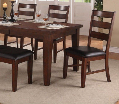 Antique Walnut Finish Solid Wood Set of 2pc Chairs Dining Chair Ladder Back Cushion Seats - 1st Choice Furniture Direct