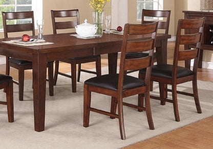 Antique Walnut Finish Solid Wood Set of 2pc Chairs Dining Chair Ladder Back Cushion Seats - 1st Choice Furniture Direct