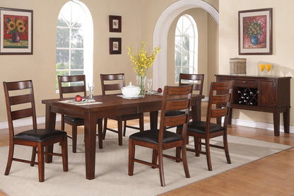 Antique Walnut Finish Solid Wood Set of 2pc Chairs Dining Chair Ladder Back Cushion Seats - 1st Choice Furniture Direct
